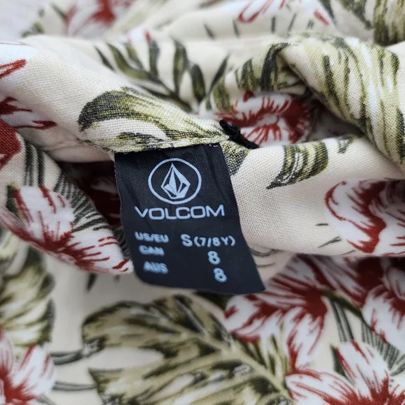 Volcom Not Real Shore Shorts Set Tropical Green Tea Girls S 7/8 - Picture 4 of 12